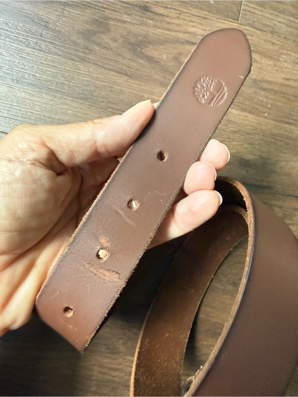 Timberland Brown Genuine Leather Belt Silver Tone Buckle Classic Casual 26”- 28”